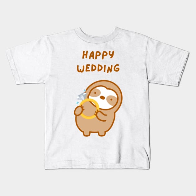 Happy Wedding Sloth Kids T-Shirt by theslothinme